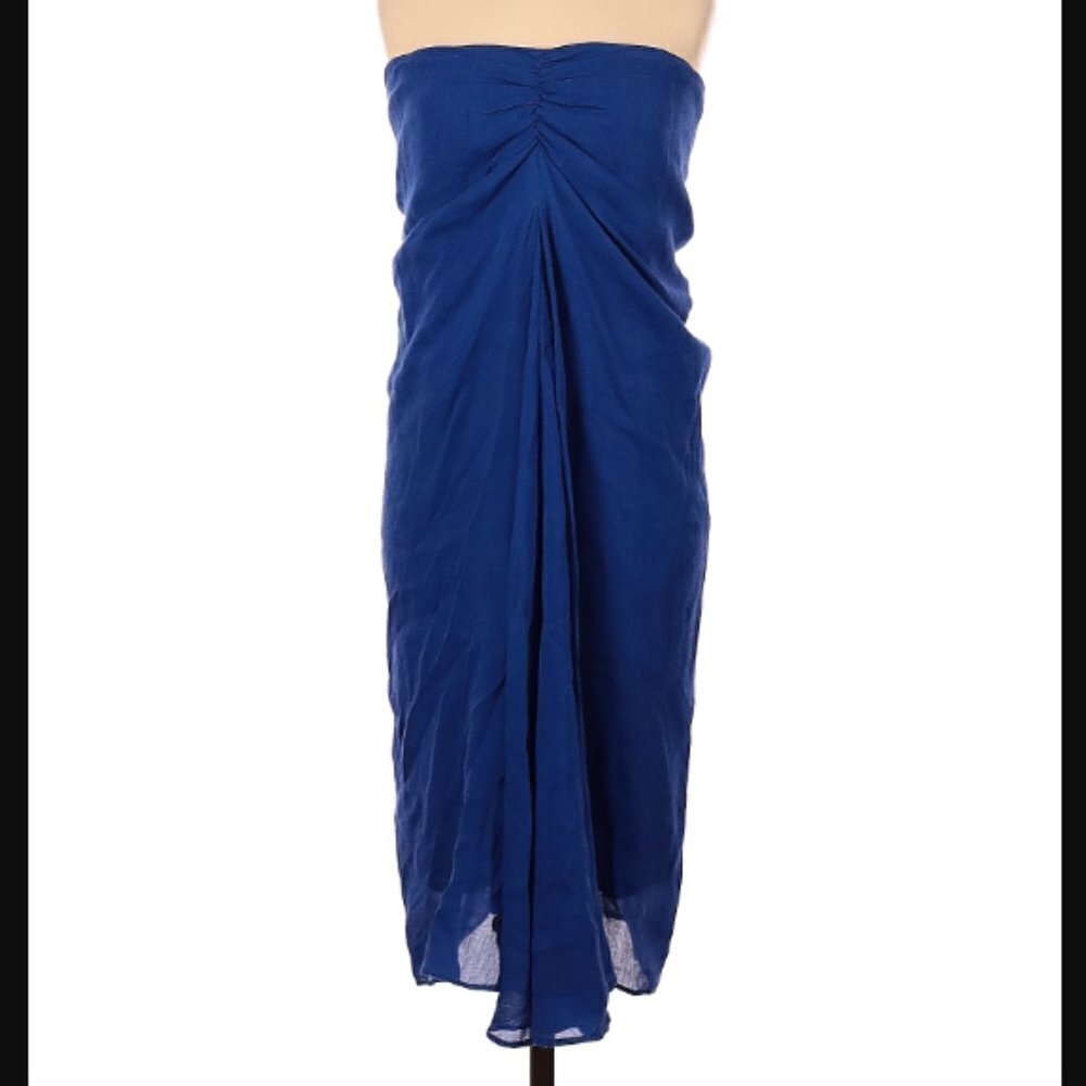 3.1 Phillip Lim Linen Blend Ruffle Dress‎ in Blue sz 2